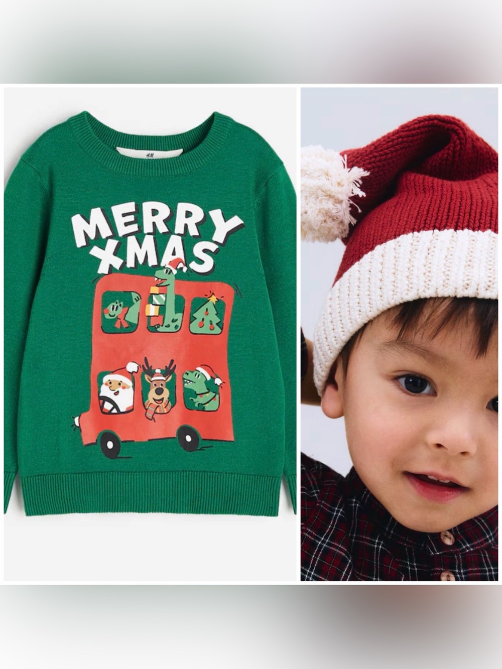Bundle of 2 pieces from H&M Christmas sweater and Santa hat